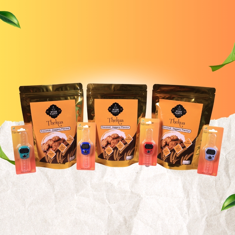 Kuch Tasty Homemade Thekua Combo Pack – Coconut & Jaggery Flavour (3 × 250g) + FREE Finger Counters