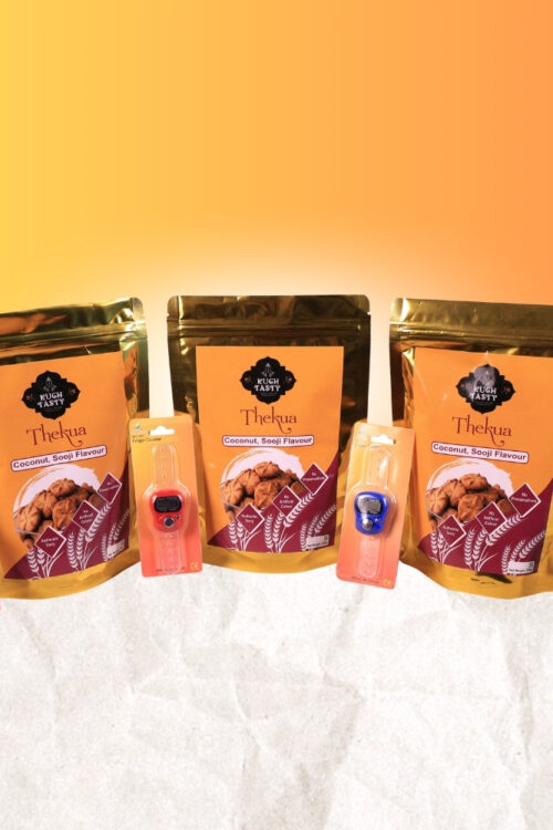 Kuch Tasty Homemade Thekua Combo Pack – Coconut & Sooji Flavour (3 × 250g) + FREE Finger Counters