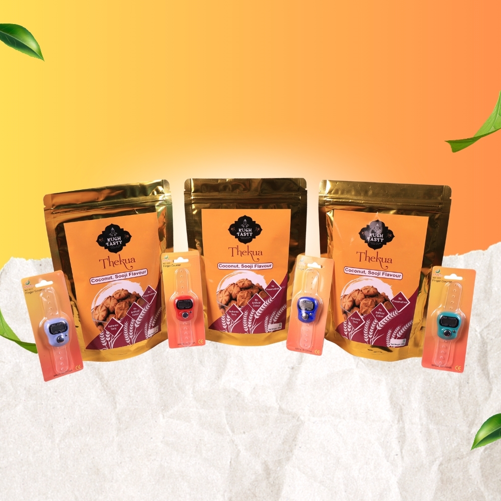 Kuch Tasty Homemade Thekua Combo Pack – Coconut & Sooji Flavour (3 × 250g) + FREE Finger Counters