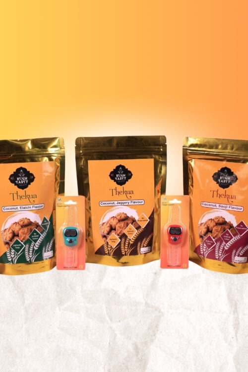 Kuch Tasty Homemade Thekua Mixed Flavour Combo Pack (3 × 250g) + FREE Finger Counters