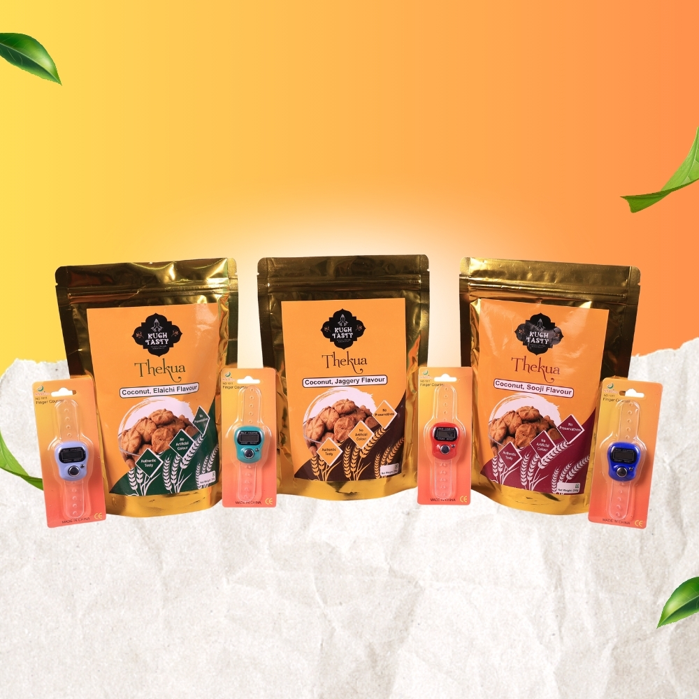 Kuch Tasty Homemade Thekua Mixed Flavour Combo Pack (3 × 250g) + FREE Finger Counters