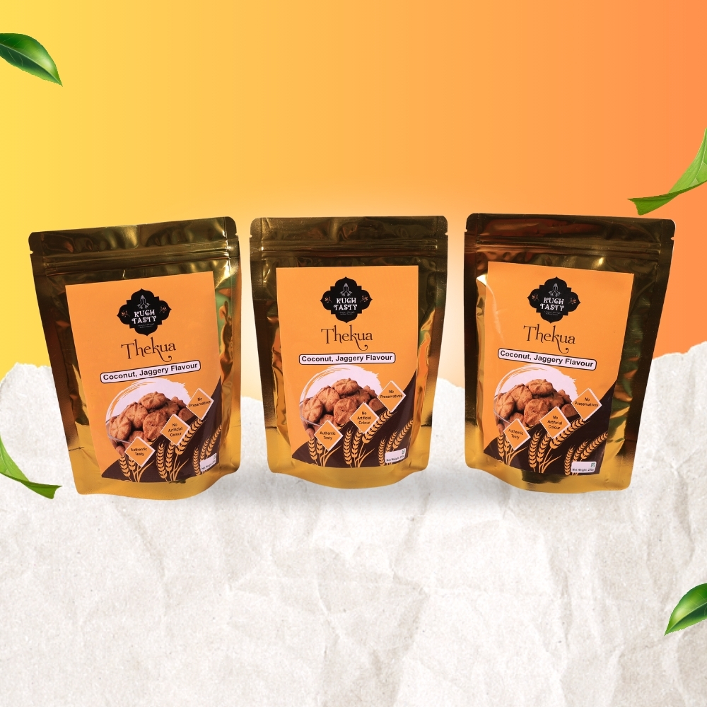 Kuch Tasty Homemade Thekua Combo Pack – Coconut & Jaggery Flavour (3 × 250g) + FREE Finger Counters - Image 2