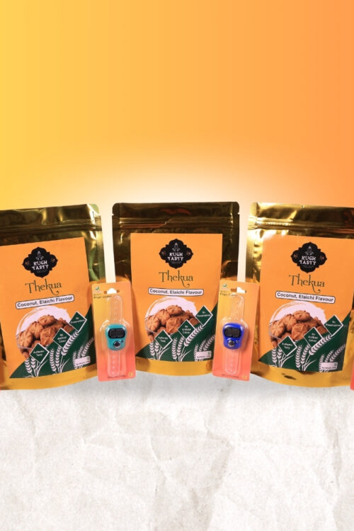 Kuch Tasty Homemade Thekua Combo Pack – Elachi Flavours (3 × 250g) + FREE Finger Counters