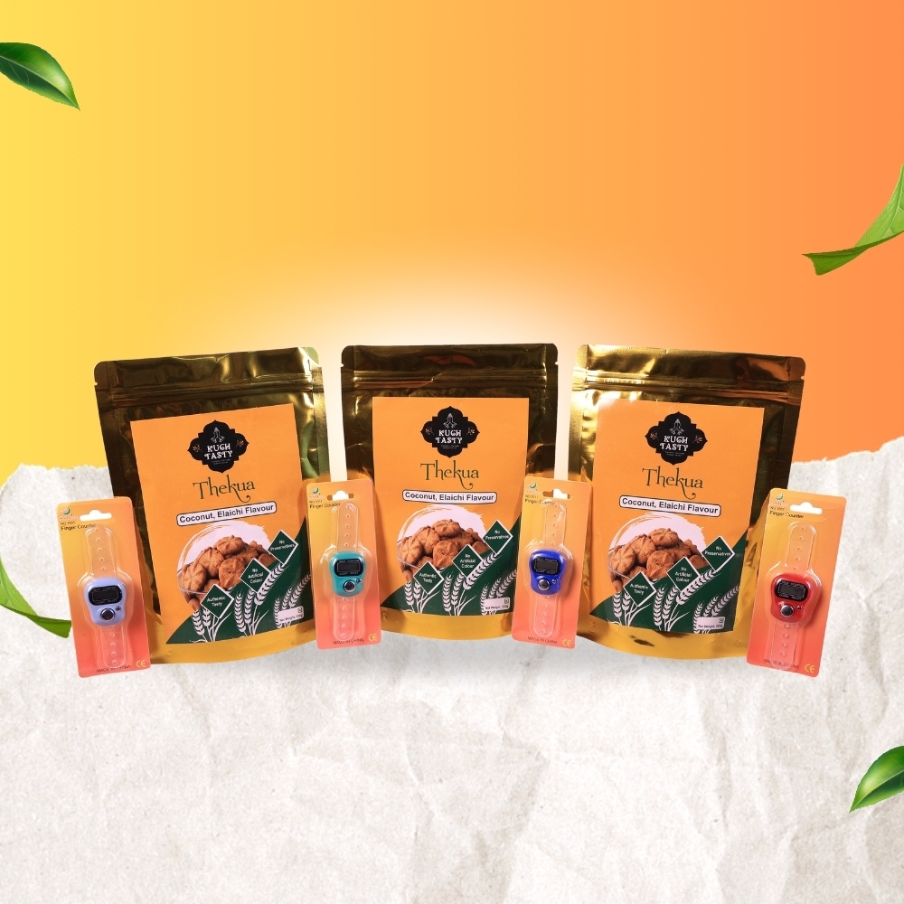 Kuch Tasty Homemade Thekua Combo Pack – Elachi Flavours (3 × 250g) + FREE Finger Counters